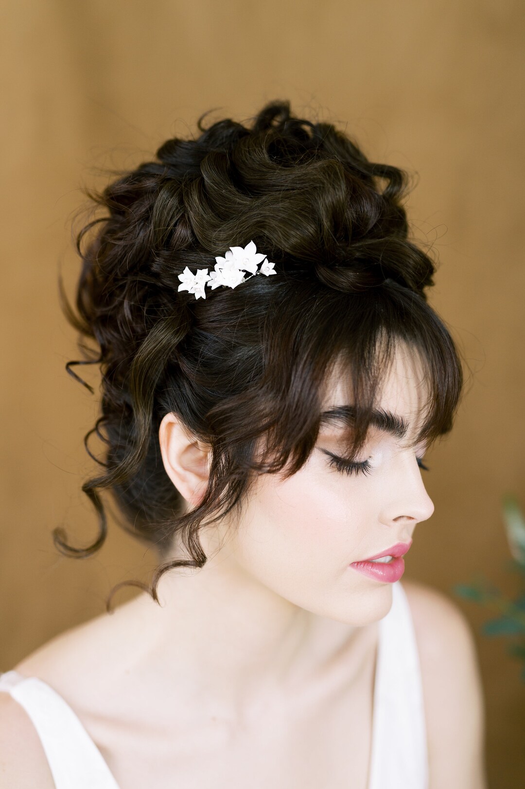 Clay Flower/Soft Gold Hair Comb - Marionat