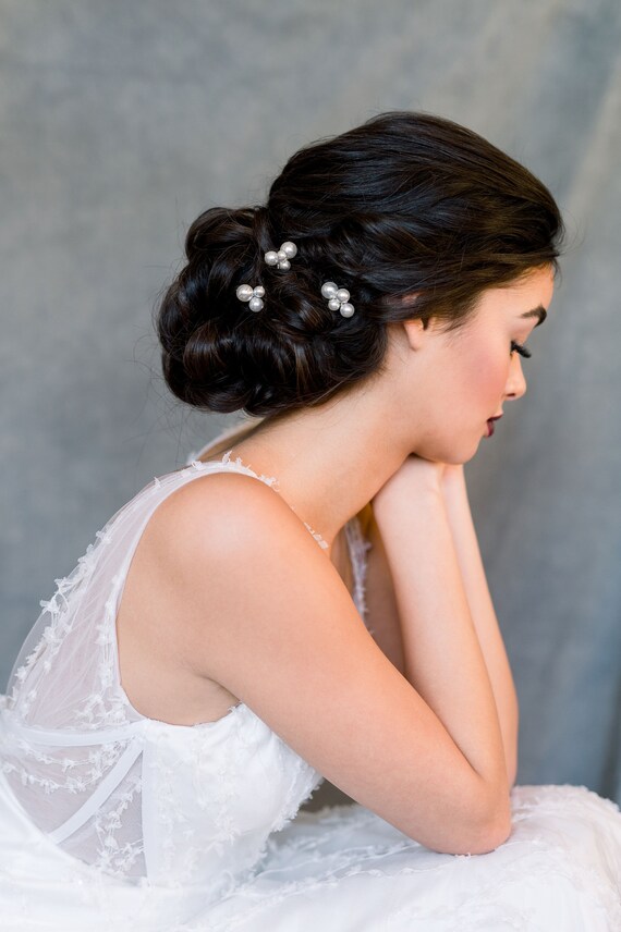 Ivory Pearl Hair Pins Pearl Cluster Hairpins Bridal Hair Etsy