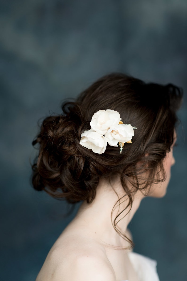 Gorgeous Gold Bridal Halo Beaded Wedding Dress Headpieces Flora Pearl Hair Vine