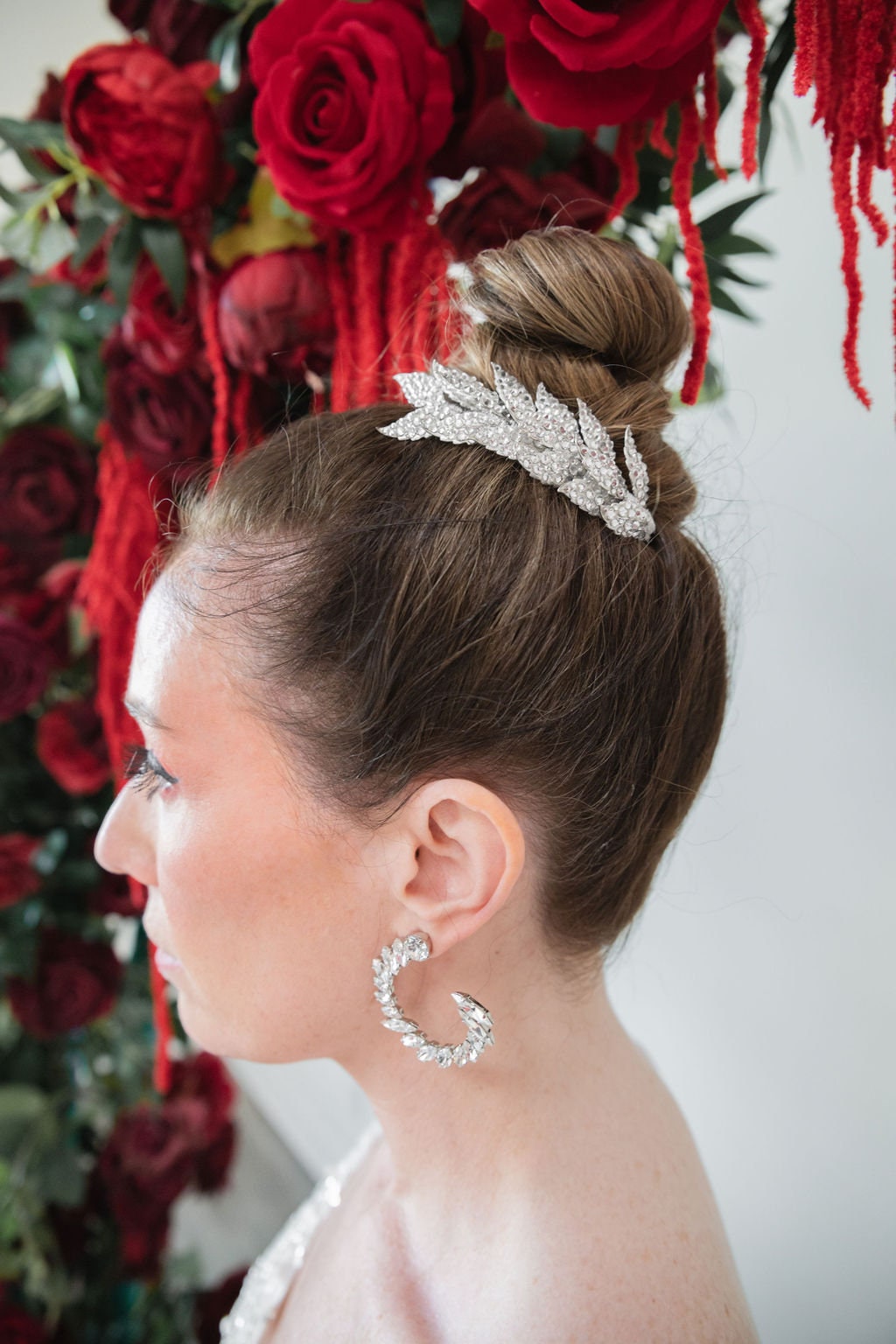 Pettine Capelli Sposa In Cristallo CHEPL - Accessorio Nuziale Con Strass E Foglie - Copricapo Elegante Per Donne