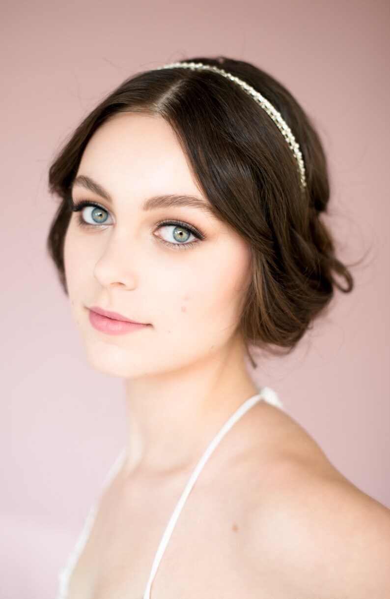 Silver Headband, Pearl Headband, Silver Hairband, Wedding Headband, Rose Gold Headband, Crystal Crown, Pearl Crown, Gold Headband NANCY image 3