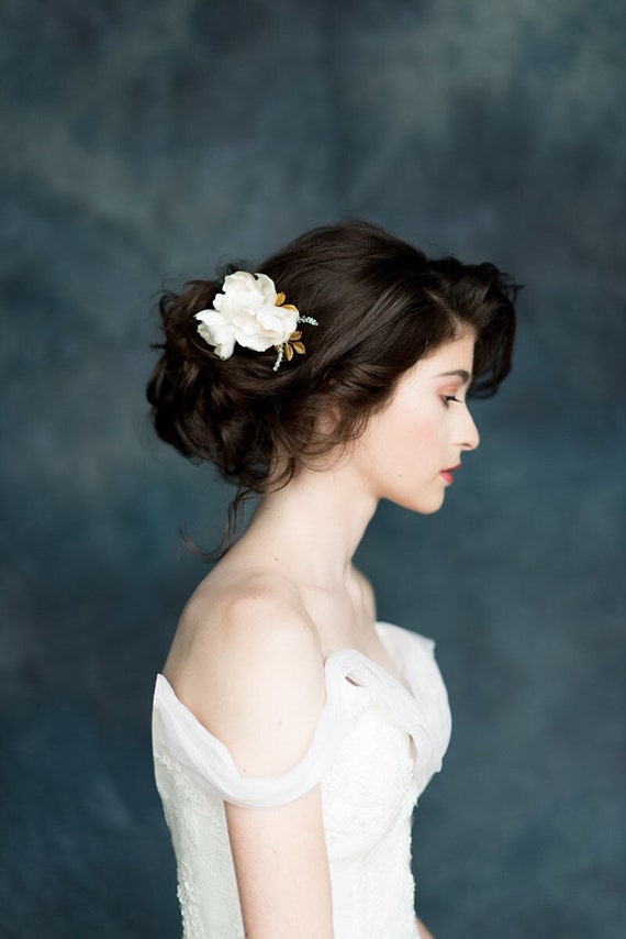 Silk Flower Bridal Hair Comb: Floral Wedding Headpiece - FLOR