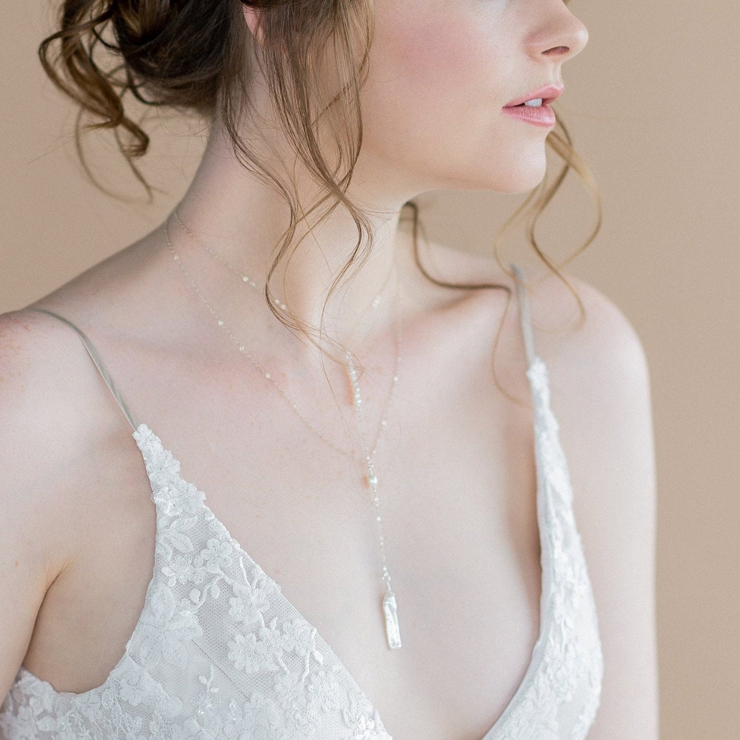 Long Freshwater Pearl Necklace Modern Bridal Jewelry Layered - Etsy
