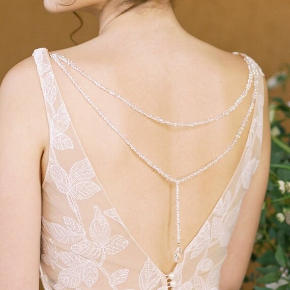 Detachable Crystal Bridal Back Drop Necklace for Low Back Wedding Dress -  STELLA - Etsy