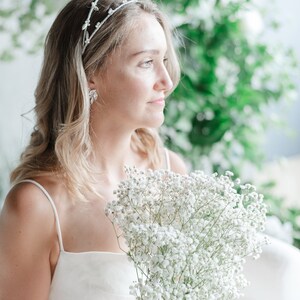 Silver Pearl Leaf Double Bridal Headband for Weddings, Simple Gold Hairband with Leaves and Pearls, Rose Gold Boho Hair Accessory, WILLOW image 3