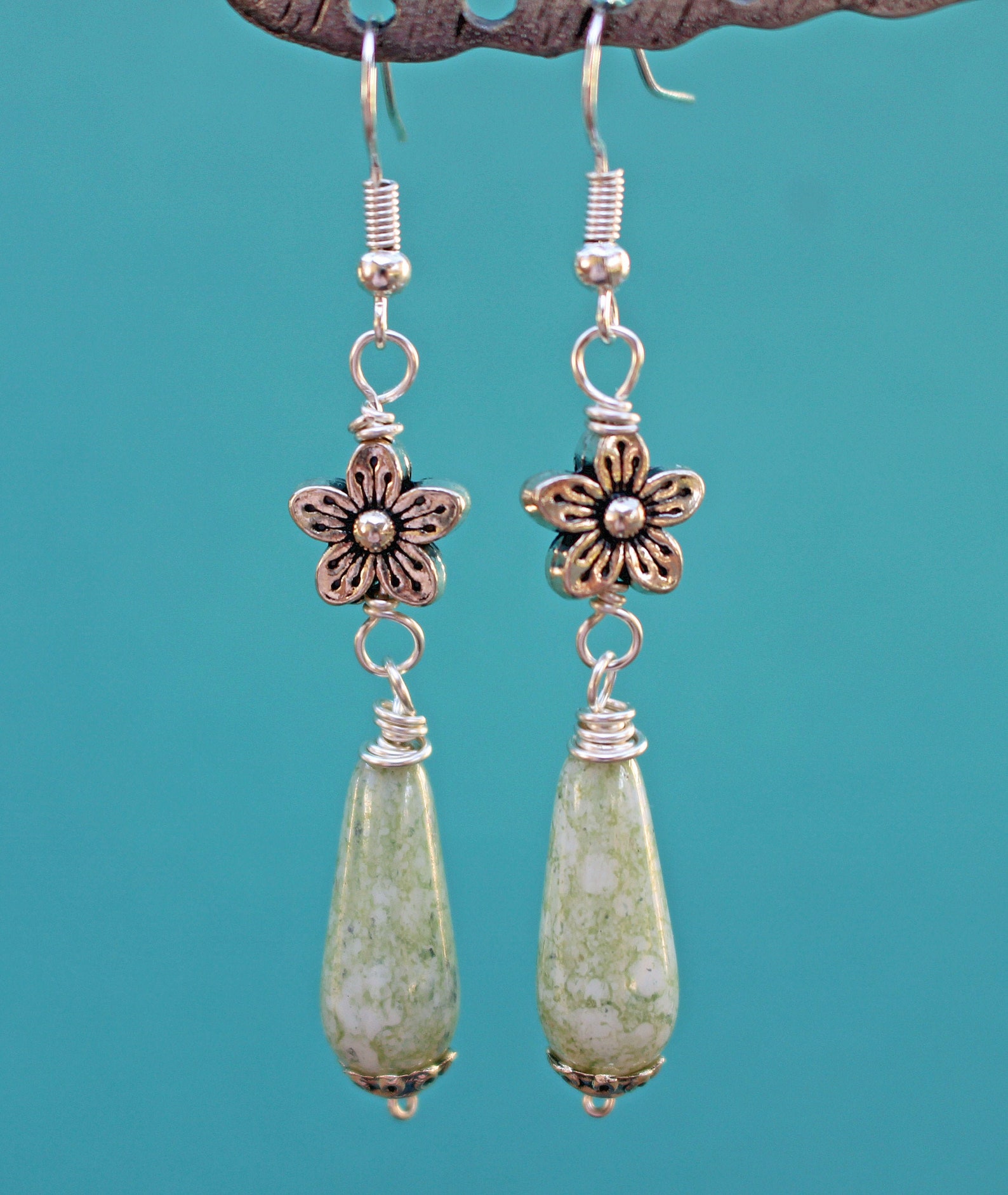 Flower Earringssilver Flower Drop Earrings Etsy UK