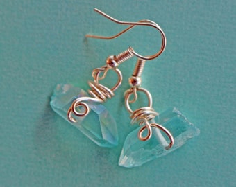Wire Wrapped Earrings-Quartz Earrings-Drop Earrings