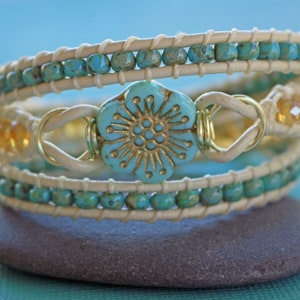 Multi Wrap Bracelet-Flower Wrap Bracelet-Wrap Bracelet-Beaded Wrap Bracelet