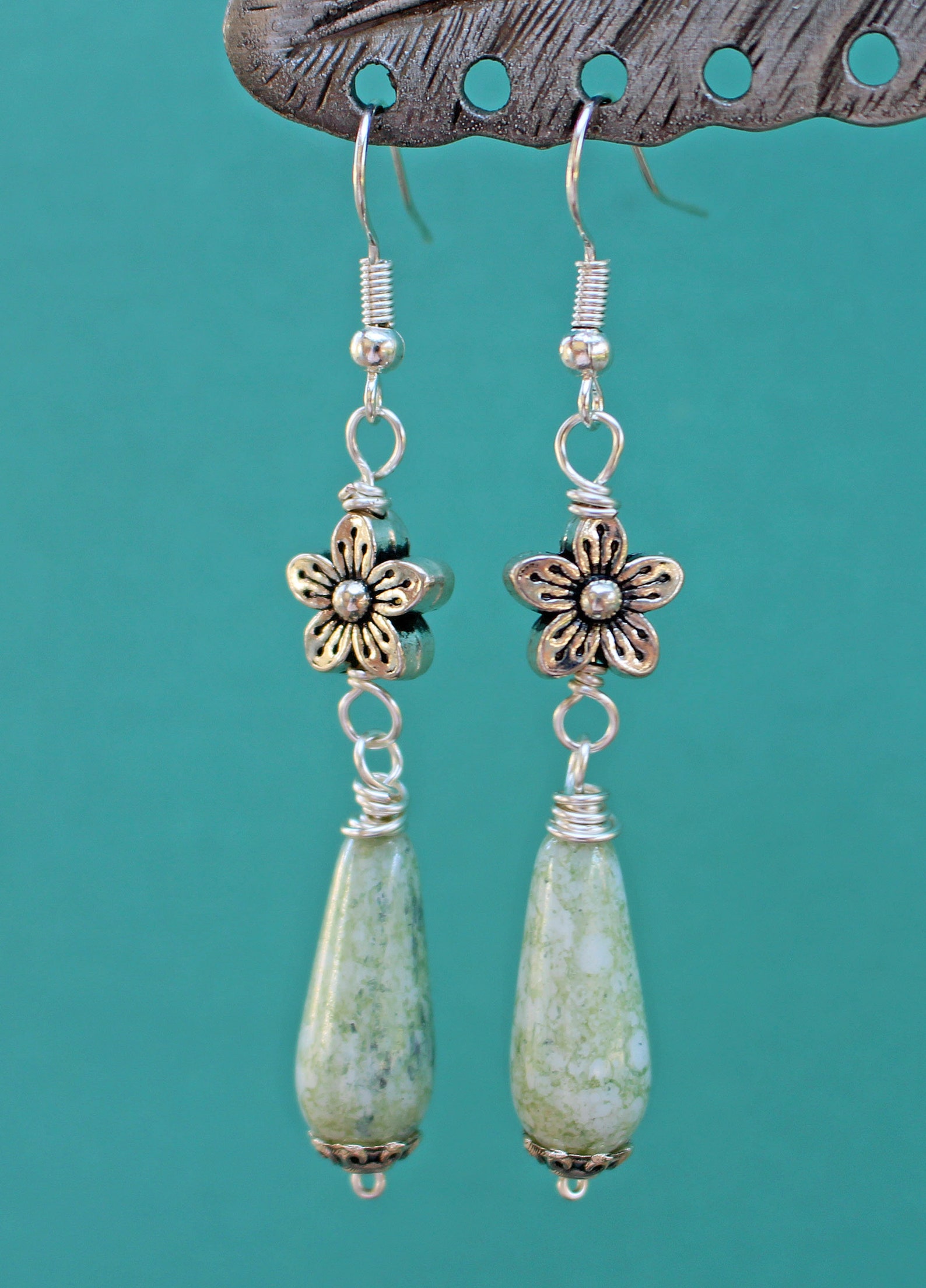 Flower Earringssilver Flower Drop Earrings Etsy UK