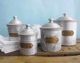 Retro 4 pc Canister Set with Awesome Vintage colors and Crisp Clean White. Retro 4 pc Canister Set with Awesome Vintage colors and Crisp Clean White.
