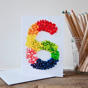 Cartão de feliz aniversário para Jellybeans de seis anos