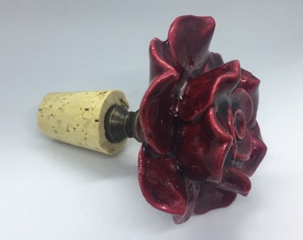 ceramic flower wine stopper (red)