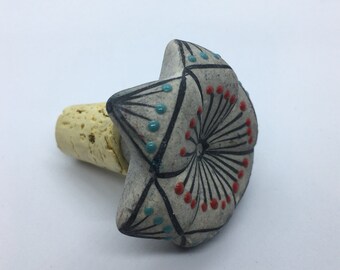 tribal dot flower wine stopper