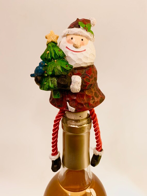 Danglylegs santa wine stopper red Etsy