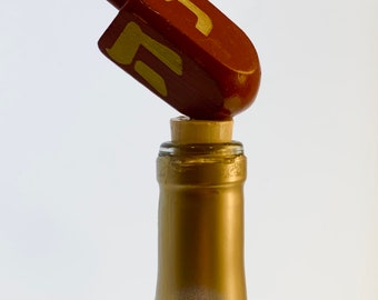 painted wooden dreidel (red + yellow)