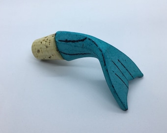 mermaid/fish tail wine stopper (blue)