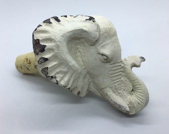 rustic elephant wine stopper (white)