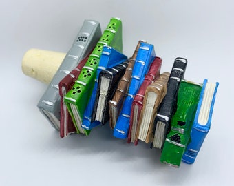 stack of books wine stopper (multi-colored)