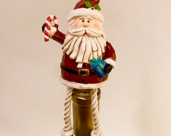 dangly-legs santa wine stopper (white)