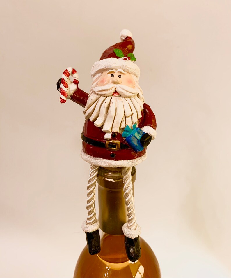 Danglylegs Santa Wine Stopper white Etsy