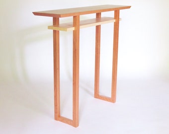 Handmade Japanese Hallway Table: Narrow Entryway Console with Shelf
