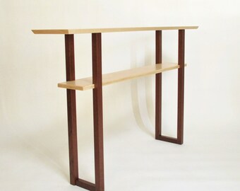 Walnut and Tiger Maple Console Table: Modern Furniture for Entryway Decor - Narrow Hall Table/ Foyer Table