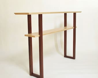 Handmade Maple and Walnut Console Table: Narrow Entryway Furniture