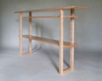 Modern Hallway Table- narrow entrance hallway table, slim console table, minimalist Japanese style furniture- Tiger Maple