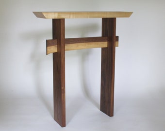 Tall Console Table for Entryway: Table with Live Edge Stretcher- Hallway Table/ Narrow Side Table- Modern Zen