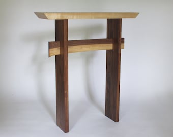 Handmade Entryway Console Table with Live Edge: Japanese Hallway Table