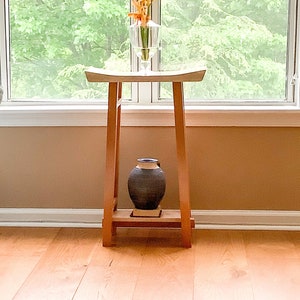 Small Side Table: Tiger Maple & Cherry Narrow End Table/ Entry Table image 1