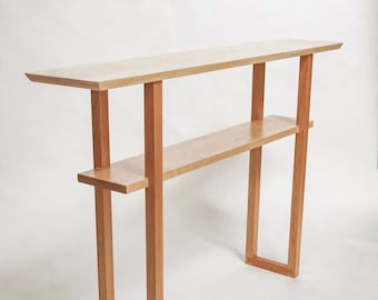 Narrow Sofa Console Table: Minimalist Thin Hallway Table with Shelf