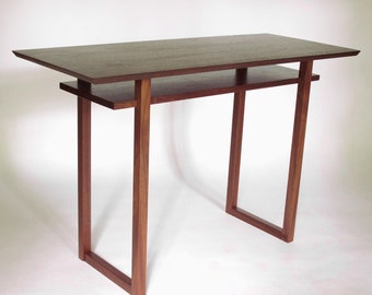 Handmade Walnut Console Table with shelf: Modern Entryway Table