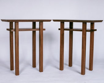 Pair of Walnut End Tables - Narrow Nightstands/ Small Living Room Furniture