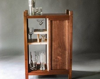 BAR CABINET: Liquor Cabinet, Dry Bar, Modern Wood Bar- Handmade Custom Furniture