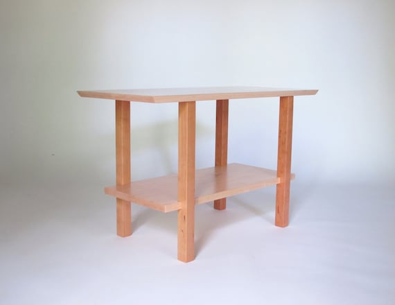Handmade Wooden Entry Bench: Minimalist Wood Bench with Shelf
