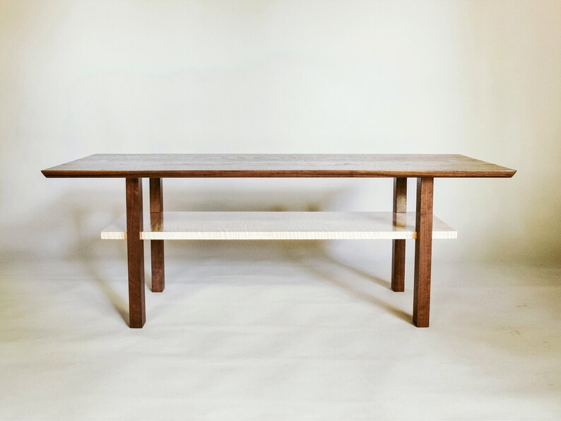 Classic Coffee Table Narrow Living Room Table With Shelf Etsy