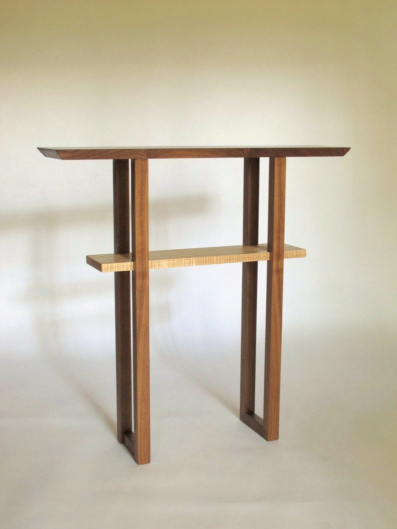 Narrow Entryway Console Table Solid Wood Custom Skinny Table, for