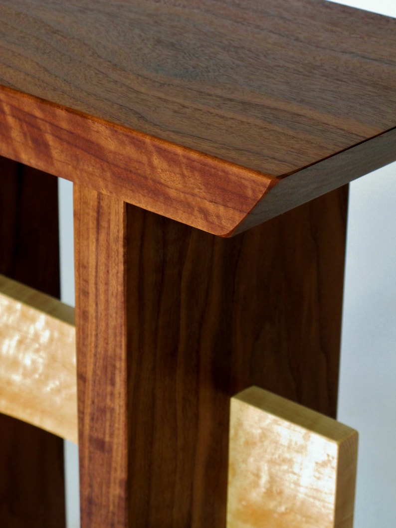 Maple and Walnut Narrow End Table Wood Furniture for Small Etsy