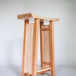 Small Side Table: Tiger Maple & Cherry Narrow End Table/ Entry Table image 5