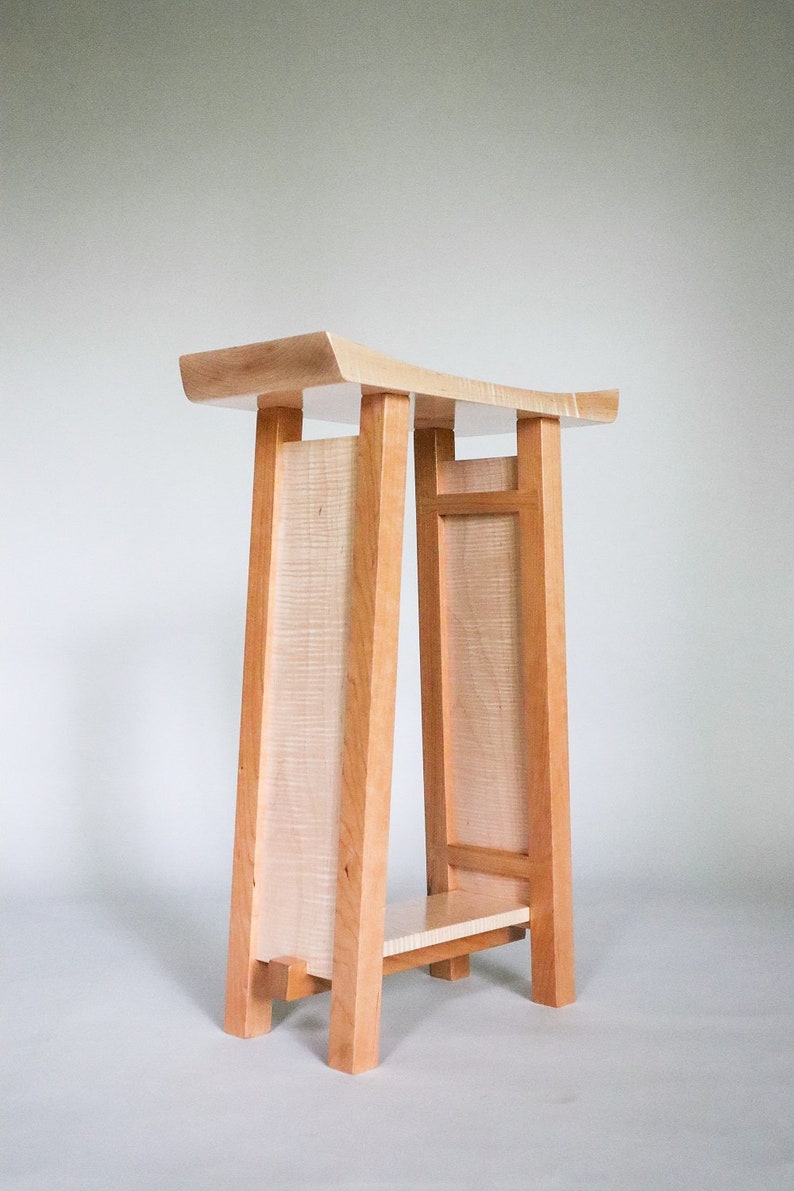 Small Side Table: Tiger Maple & Cherry Narrow End Table/ Entry Table image 5