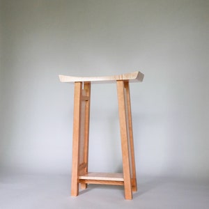 Small Side Table: Tiger Maple & Cherry Narrow End Table/ Entry Table image 2