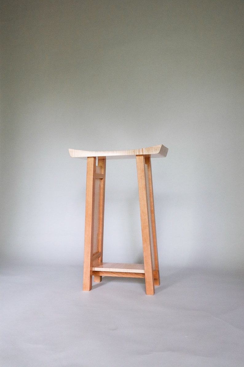 Small Side Table: Tiger Maple & Cherry Narrow End Table/ Entry Table image 2