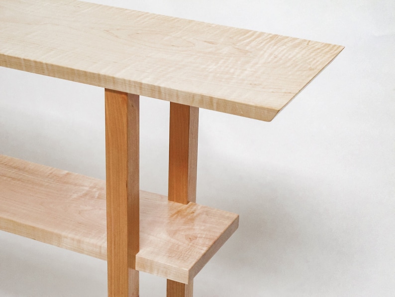 Minimalist Modern Wood Sofa Table With Shelf Narrow Console Hallway Handmade Furniture