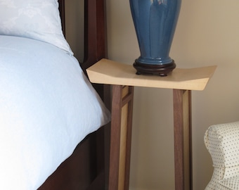 Bed Side Table/ Narrow Nightstand with Bookcase: Modern Wood Furniture- SHAPED COLLECTION