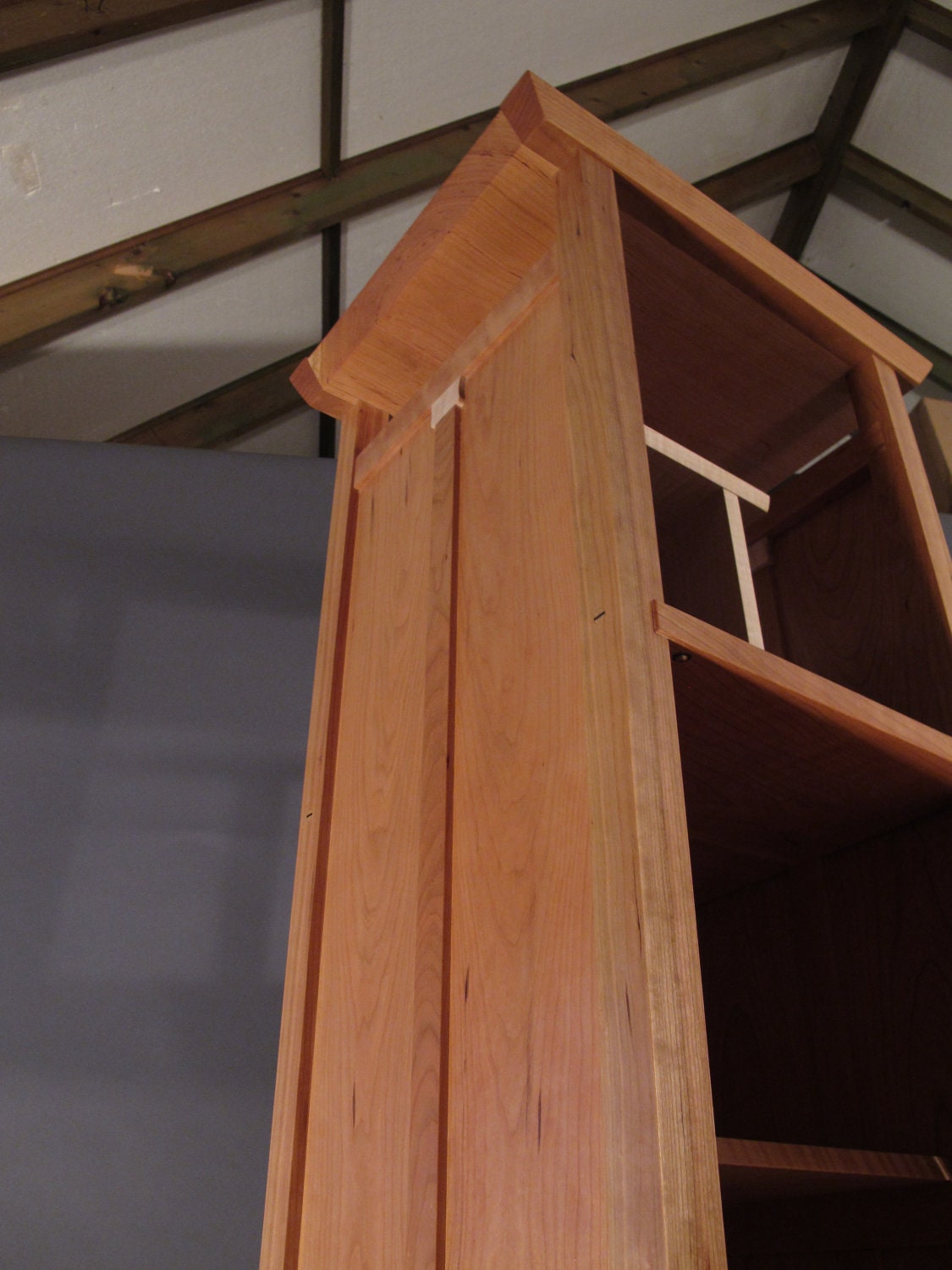 Tall Narrow Armoire in Cherry Handmade Custom Wood Etsy