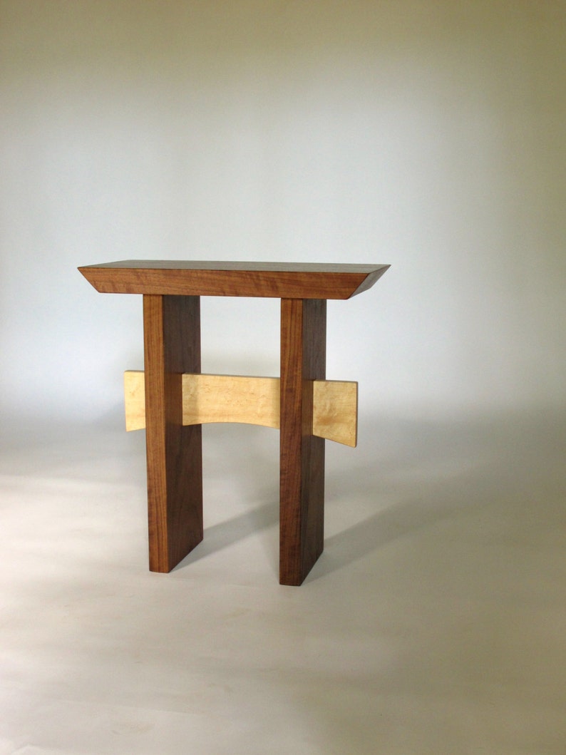 Maple And Walnut Narrow End Table Wood Furniture For Small Image 0