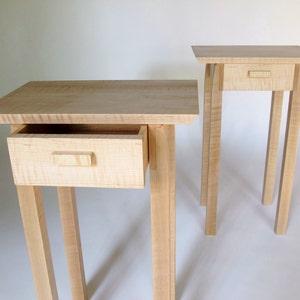 Pair of Nightstands- Small Bed Side Tables, Set of Narrow End Tables with drawers: Modern Wood Furniture- Handmade Custom Tables
