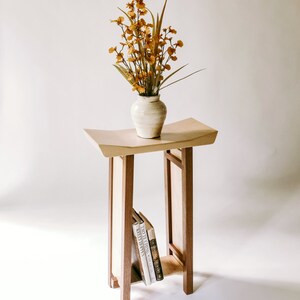 Small Side Table: Tiger Maple & Cherry Narrow End Table/ Entry Table image 7