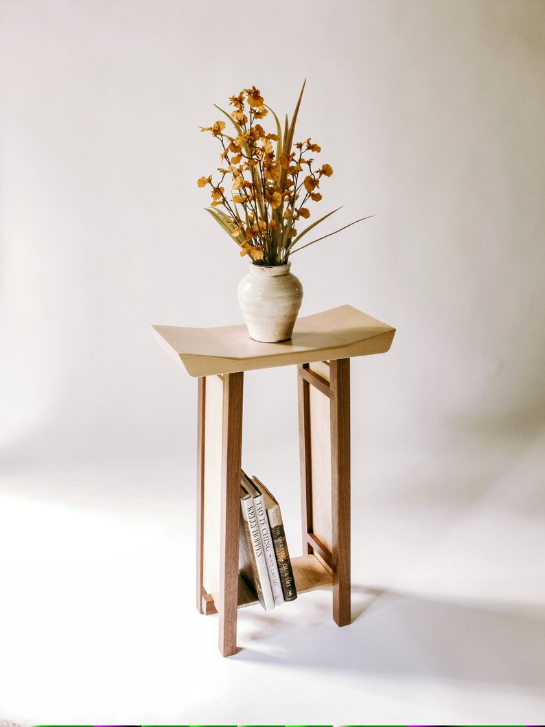 Small Side Table: Tiger Maple & Cherry Narrow End Table/ Entry Table image 7